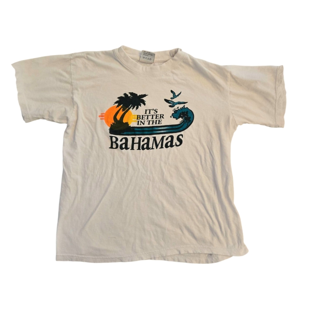 Vintage 1990s Y2K It's Better in the Bahamas Graphic White T-Shirt